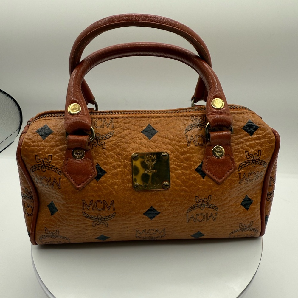 MCM EUC mini speedy Boston bag cognac visetos w/ mcm dustbag🔥🔥